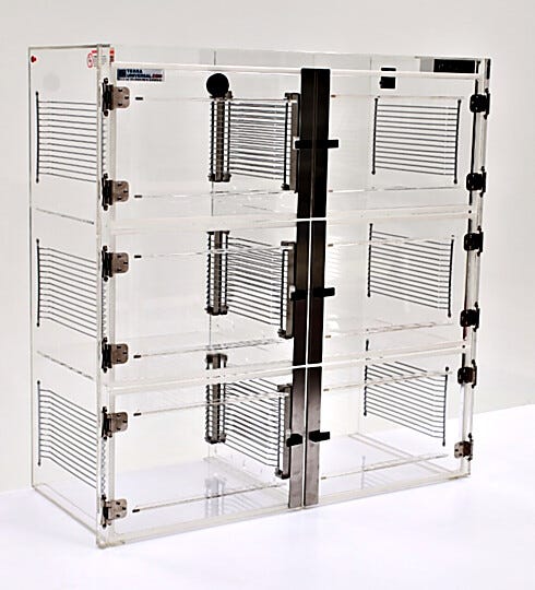 ValuLine® acrylic desiccator cabinet, 6 chambers with adjustable shelving | 3949-35C displayed