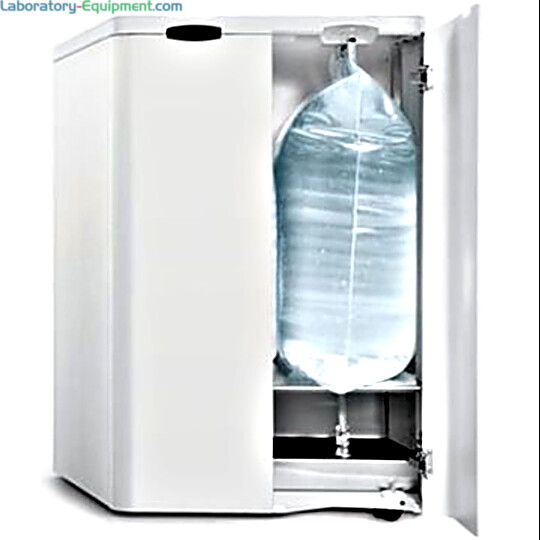 Safely stores 100L of ASTM Type 2 and Type 3 water produced by Arium Comfort and Arium Advanced Water Systems; select models include an integrated pump