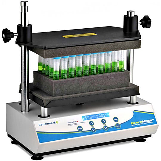 Heavy-duty BenchMixer XL provides hands-free mixing in tubes, flasks, vials or cylinders for up to 100 hours; ideal for use in medium to high-throughput labs  |  2829-26 displayed