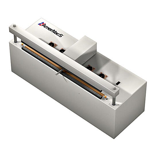 CAVS/CACN vacuum heat sealers from AmeriVacS have built-in air compressors and are designed for industrial use  |  4052-16 displayed