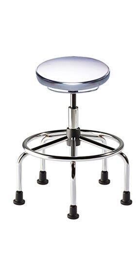 Biofit ISO4 high bench steel seat includes tubular steel base, footring and 2" high polyamide glides