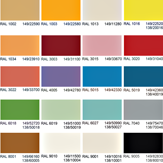These 20 different paint options can be applied to Terra doors and windows that use powder-coated steel, aluminum or polypropylene frames | 9999-CustomPaint displayed