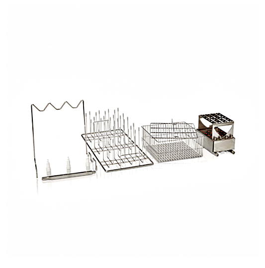 Labconco FlaskScrubber Starter Kit #4577200 includes: 24-pace pipette insert, graduated cylinder insert, utensil basket w/ cover, 48-pin insert and upper rack | 6921-89 displayed