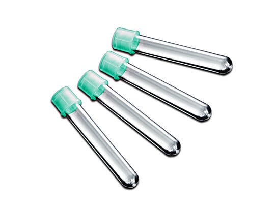 FlowTubes Cytometry instrument shown with strainer cap also available with standard two-position cap or no cap; used for cell sorting and straining applications  |  5705-58 displayed