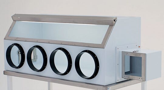 Fluorescent light encased in steel, shown installed on glovebox. | 1681-79 displayed