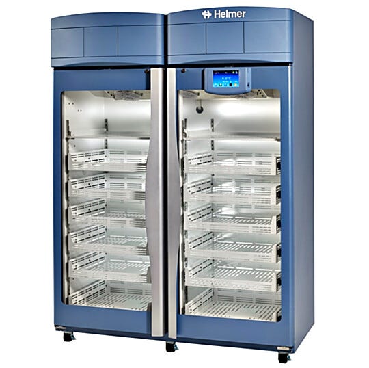 GX i.Series 2-door Pharmacy Refrigerators with OptiCool and i.C3 interface include ventilated shelves (2) and drawers (12); in 44.9, and 56.0 cu ft. models | 6707-44A displayed