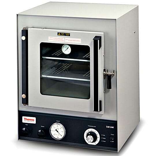 Hi-Temp vacuum oven provides uniform heating and cooling and eliminates the hazards associated with open-wire heaters  |  3700-39 displayed