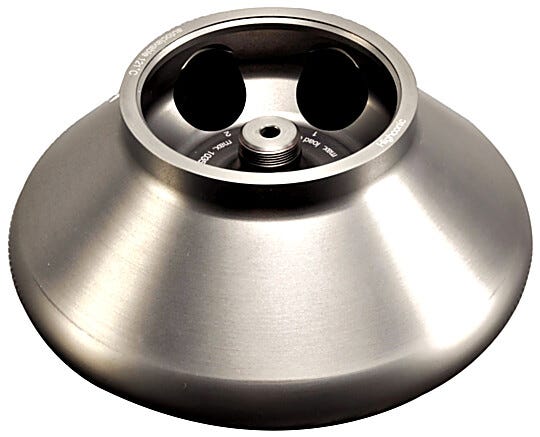 Heraeus HIGHConic II aluminum 45° fixed-angle centrifuge rotor from Thermo Fisher has a maximum speed of 10,350 rpm | 1537-16 displayed