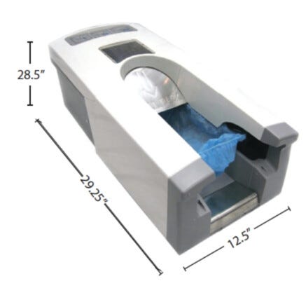 Small Automatic Shoe Cover Dispenser | 3619-01 displayed