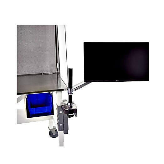 Labconco Ergotron LX Desk Monitor Arm mounted on clean bench base stand. Labconco 3997300  |  3644-95 displayed