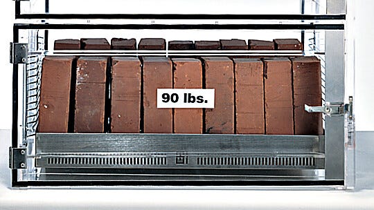 Adjustable shelves support weight loads of up to 90 pounds. | 1976-04 displayed