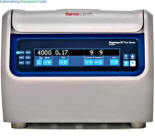 1.6L Megafuge ST1 Plus Centrifuge by Thermo Scientific in general use and IVD Certified models have a max 15,200rpm, a 6-program memory and optional rotors | 6707-98 displayed