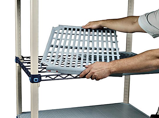 MetroMax Q Shelving System Quick adjust Open Grid shown with model  |  1534-58 displayed