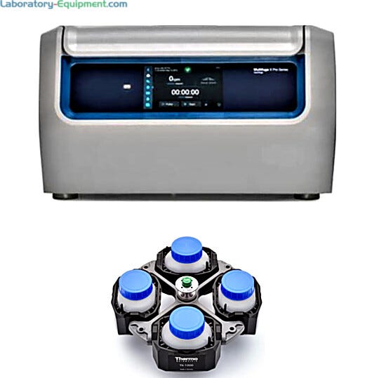 4L Benchtop Multifuge X4 Pro Ventilated Centrifuge Packages by Thermo Scientific with TX-1000 rotor, buckets, ClickSeal lids and application specific adapters