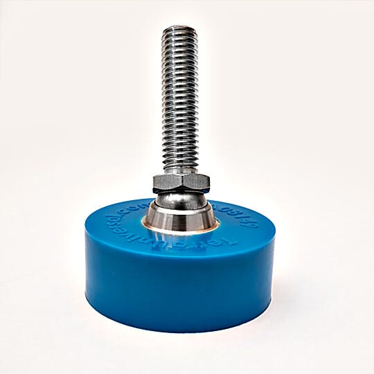 Leveling foot with swiveling polyurethane foot and stainless steel stem. Swiveling foot automatically adjusts when tilted at any angle. | 2807-06 displayed