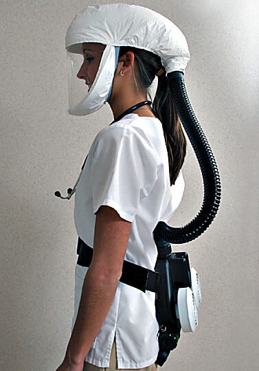 Respirator kit shown with head cover. | 2821-00 displayed
