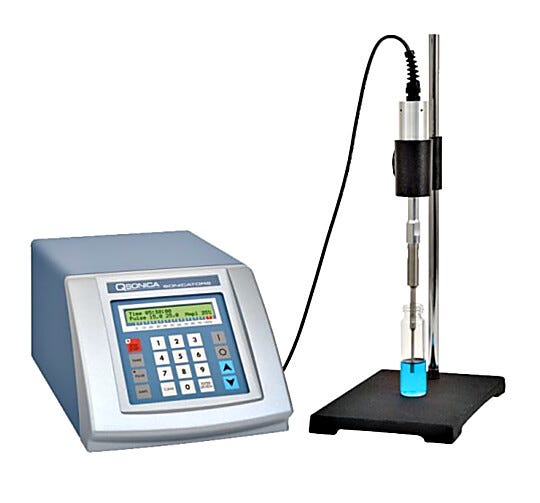 QSonica’s Q125 Sonicator provides a microprocessor that’s programmable for DNA/RNA shearing and homogenization  |  5323-14 displayed