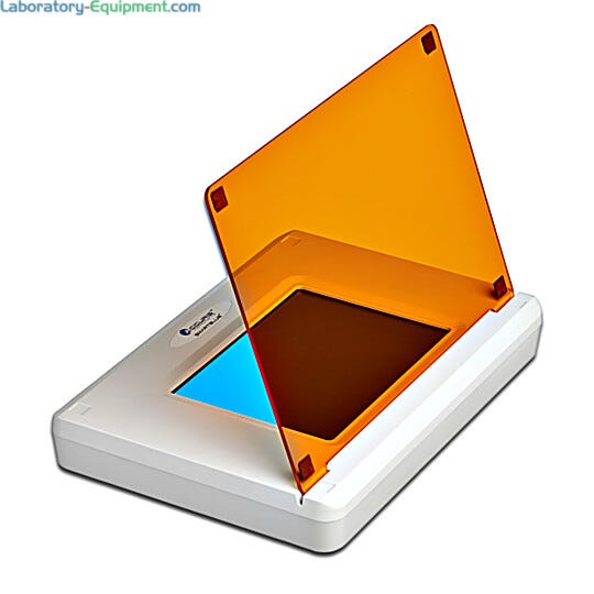 SmartBlue Transilluminator features a 6.6" x 4.75" scratch-resistant surface for viewing DNA or RNA electrophoresis gels | 2808-09 displayed