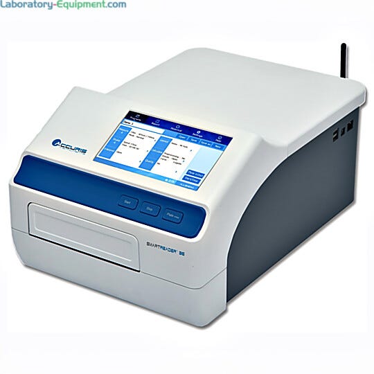 SmartReader 96 with a 7" touchscreen interface displays plate layout, measurement results and graphical layouts: easy-to-use and ideal for COVID-19 research  |  2824-16-220 displayed