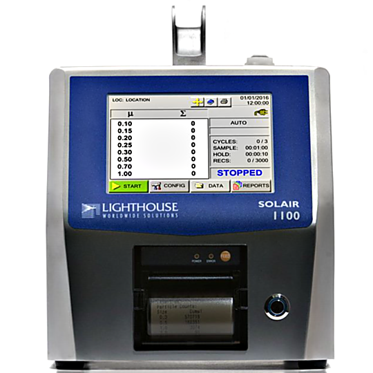 ISO 21501-4 compliant unit with a 0.1 - 1.0 μm sensitivity, a 1.0 CFM (28.3 LPM) flow rate and a Long Life Laser Diode; monitors ISO class 1-7 cleanrooms | 1510-41 displayed