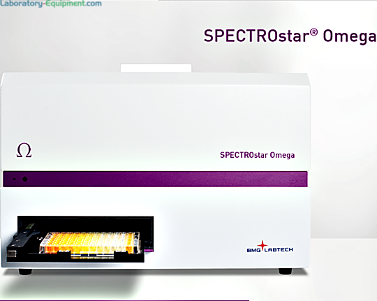 Upgradable, flexible SPECTROstar Omega Absorbance Plate Reader UV/VIS Spectrometer with two built-in reagent injectors | 8000-88 displayed