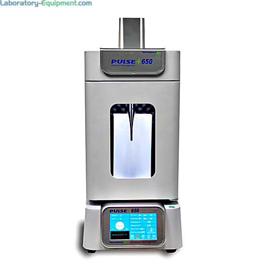Pulse 650 Ultrasonic Homogenizer by Benchmark Scientific enables stacking of the sound proof enclosure and controller; processes samples from 0.1ml to 500ml  |  5323-77 displayed