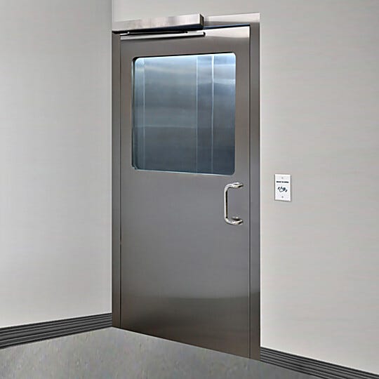 Left hand reverse stainless steel door with full view tempered glass window | 1999-87A-L displayed