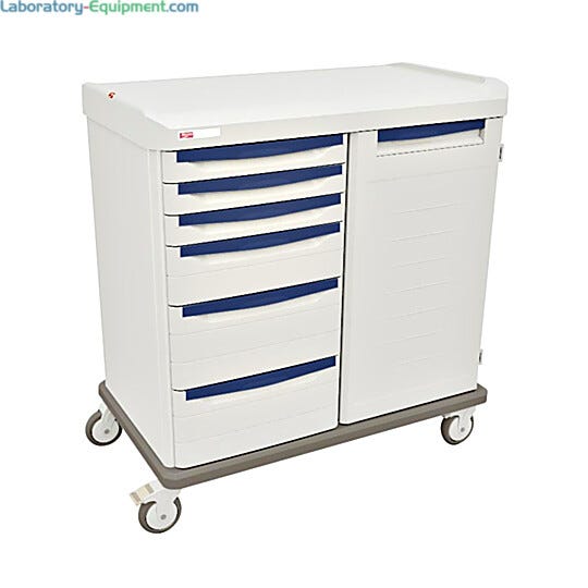 Antimicrobial medical double-bay mobile shelf with left and right bays | 1306-82 displayed