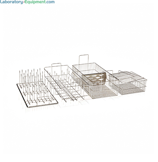 Labconco SteamScrubber Starter Kit #4577100 for wide-mouth beakers includes: blue tube insert, utensil basket with cover, 32-pin and 48-pin inserts  |  6921-88 displayed