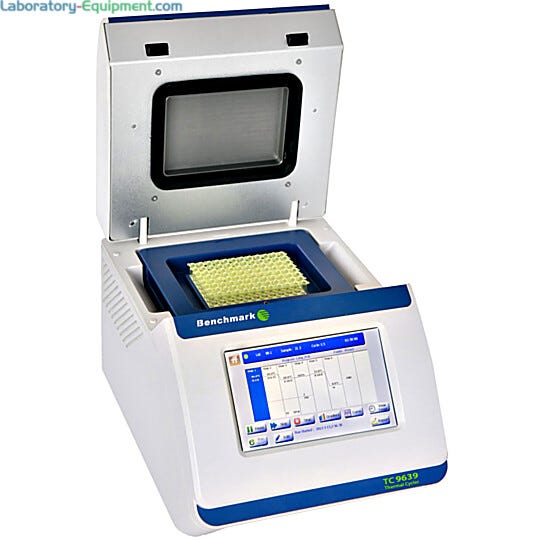 TC 9639 Thermal Cycler by Benchmark Scientific with an intuitive, icon-driven interface, a large color touchscreen and multi-format blocks for tubes and PCR str  |  2829-38 displayed