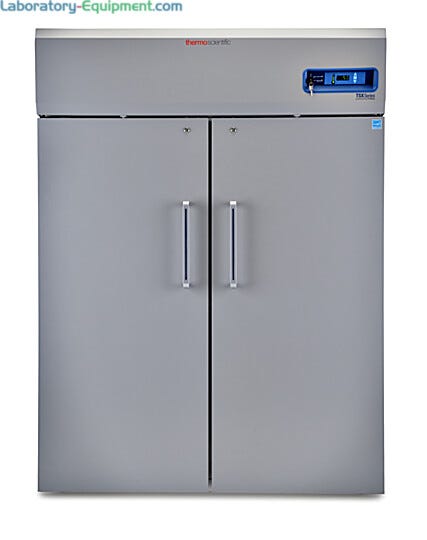 Double-solid door 1447L TSX High-Performance Refrigerator by Thermo Fisher Scientific with 8 shelves and 4 casters; GMP Clean Room Class A/ISO 6 compatible | 1621-15 displayed