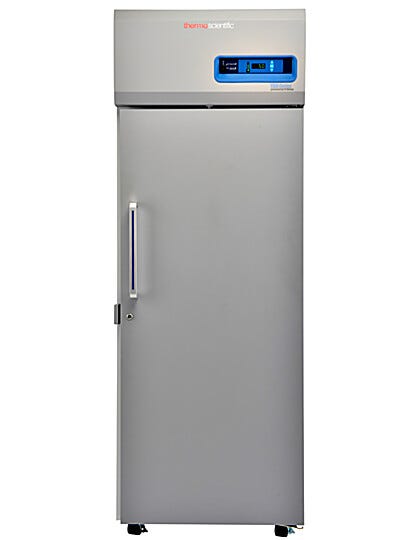 Single-solid door 650L TSX High-Performance Refrigerator by Thermo Fisher Scientific includes 4 shelves and casters; GMP Clean Room Class A/ISO 6 compatible | 1621-13 displayed