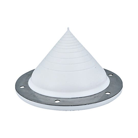 The silicone wall boot 6" W x 6" D x 3" H forms a flexible and sanitary seal, and can be cut to custom sizes | 2900-18 displayed