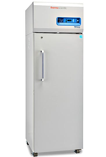 Single-solid door 326L TSX High-Performance Refrigerator by Thermo Fisher Scientific includes 4 shelves and casters; GMP Clean Room Class A/ISO 6 compatible | 1621-12 displayed