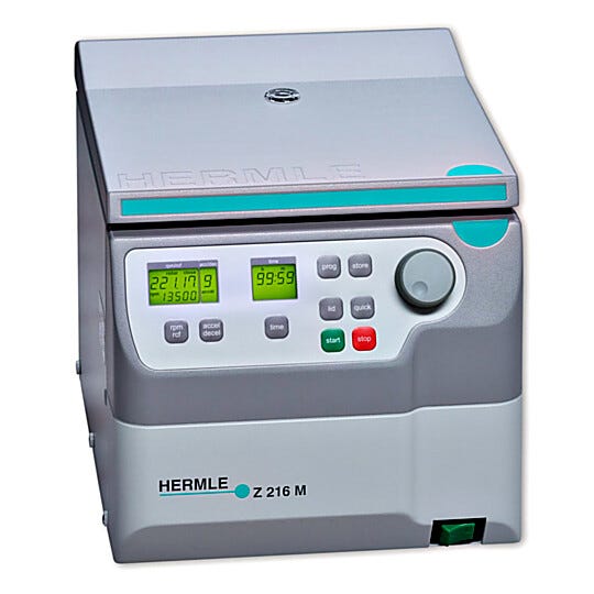 Hermle’s compact ventilated Z216-M microcentrifuge is powerful yet quiet  |  2823-41 displayed