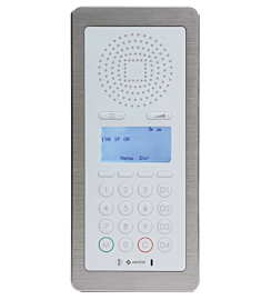 Flush-mount Intercom system with large backlit display features totally flat, waterproof faceplate, with no holes to minimize bacteria accumulation. | 6711-11 displayed