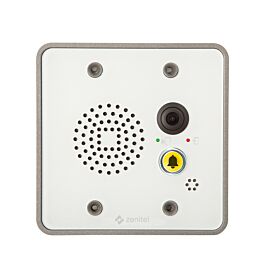 Compact audio/video intercom system sits flush in an aluminum alloy base frame and smooth acrylic face plate | 6711-12 displayed