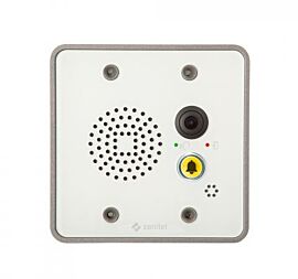 Compact audio/video intercom system sits flush in an aluminum alloy base frame and smooth acrylic face plate | 6711-12 displayed