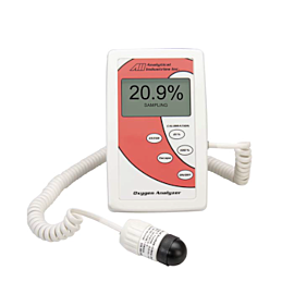 Handheld, portable oxygen analyzer with remote, corded sensor to monitor the oxygen concentration in dryboxes  |  9505-26 displayed