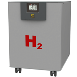 HG Pro 4M PEM Hydrogen Generators by LNI Swissgas with a 4000 cc/min flowrate, a 16 bar (232 psi), a 12L tank, a multilayer PEM cell and a high pressure GLS  |  7200-44A displayed