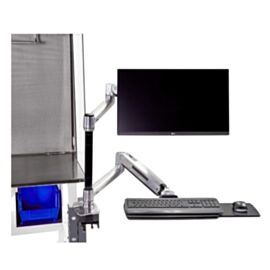 Labconco Ergotron WorkFit-LX Monitor and Keyboard Arms mounted on clean bench base stand. Labconco 3997900  |  3644-97 displayed