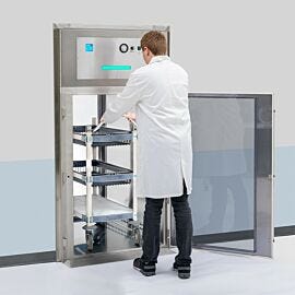 Vents along the bottom of the chamber recirculate air through a ULPA filter to protect sensitive parts, prevent cross-contamination | 6705-68-316 displayed