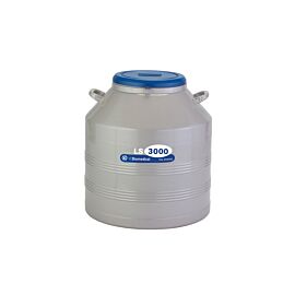 TW LS3000 Cryogenic Refrigerator has an 81L liquid or vapor LN2 capacity and an aluminum body with magniformed necktube; stores 3000 2ml vials | 6900-10 displayed