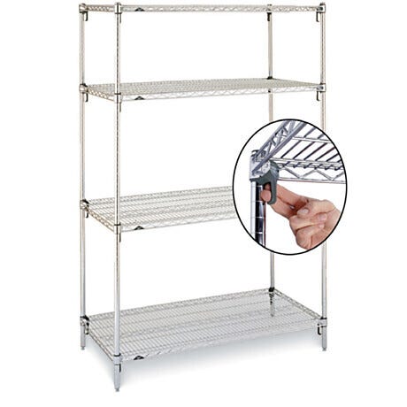 Stationary Metro Super Adjustable Super Erecta Industrial Wire Shelving Starter Units