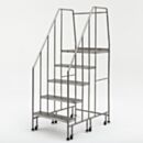 Mobile Step Ladder; BioSafe® Round Tube, Fully Welded, 5 Steps, 304 or 316 SS, 30