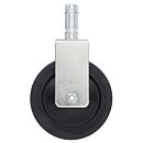 Caster; Stem/Rigid, Chrome-Plated Steel and Resilient Rubber, 200 lbs Cap, 5