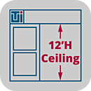 ValuLine™ Cleanroom Height Adjustment, 12'H, Hardwall, Static-Dissipative PVC Panels