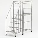 Mobile Step Ladder; BioSafe® Round Tube, Fully Welded, 5 Steps, 304 or 316 SS, 30