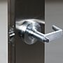 Stainless steel cleanroom door lever with cylindrical lockset  |  6603-LP-C displayed