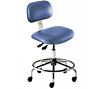 ANSI and LEED compliant Biofit Bridgeport BTS-M-RC ISO 6 Lab Chair features Grade 2 blue vinyl, casters, footring, a steel base and a 21-28” seat height range  |  2807-63 displayed
